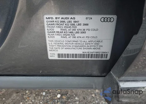2024 Audi Q5 Premium Plus 55 Tfsi E S Line Quattro S Tronic from USA, damaged, VIN WA1E2AFY9R2139641